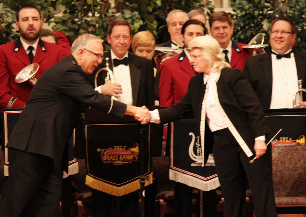 NY Staff Band Conductor Ronald Waiksnoris and Cincinnati Brass Band Conductor Anita Cocker Hunt