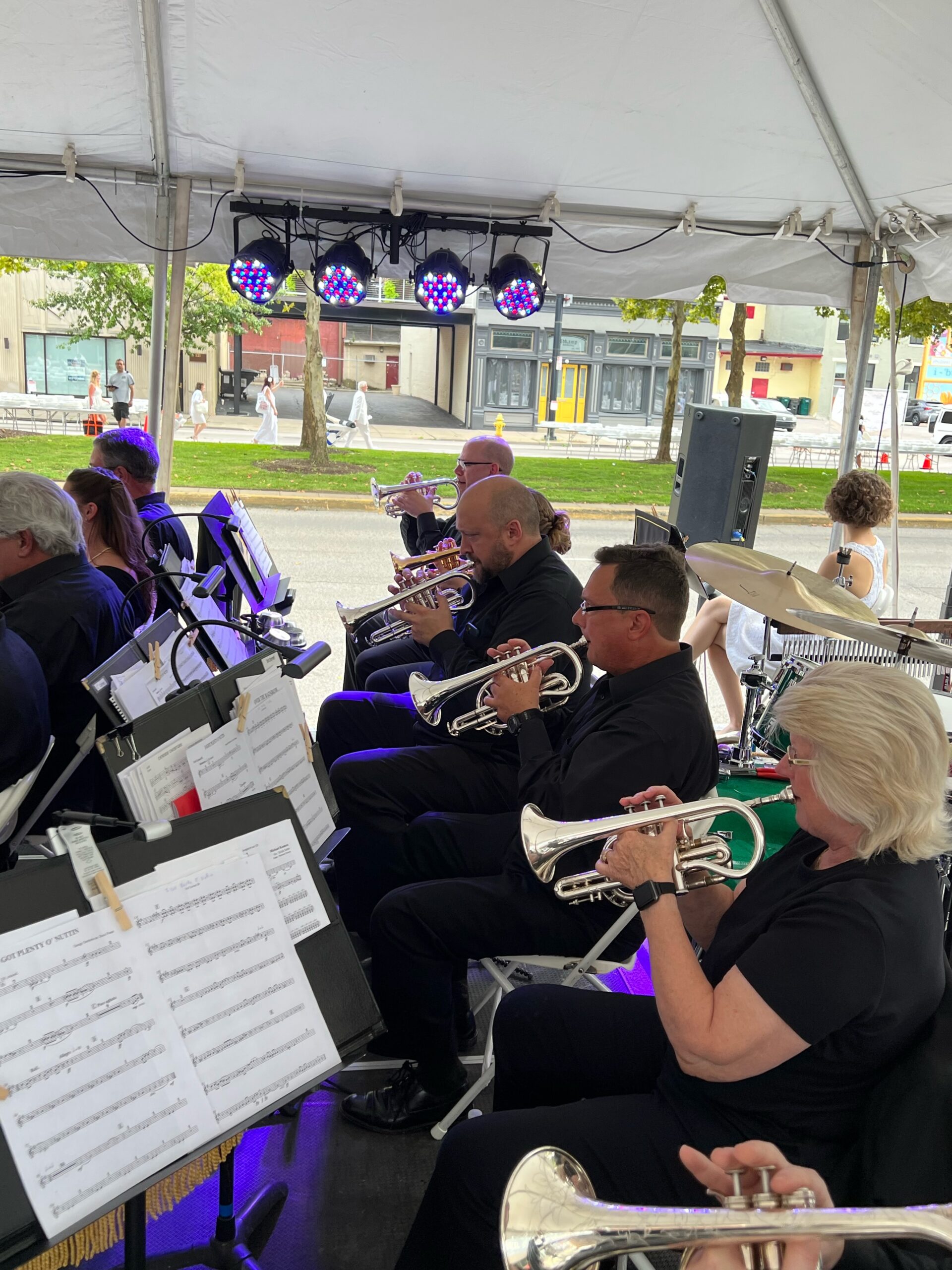 Cornets playing music for Diner en Blanc Cincinnati in 2022